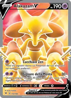 Carta Alakazam V dell'espansione Voltaggio Sfolgorante, numero 172/185