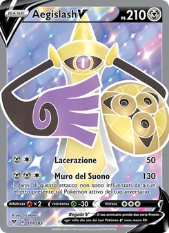 Carta Aegislash V dell'espansione Voltaggio Sfolgorante, numero 177/185