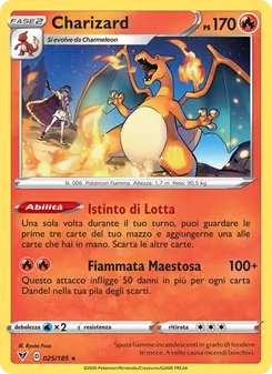 Carta Charizard dell'espansione Voltaggio Sfolgorante, numero 25/185