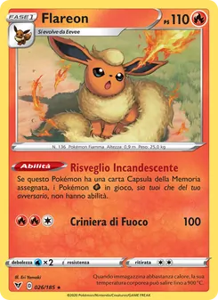 Carta Flareon dell'espansione Voltaggio Sfolgorante, numero 26/185