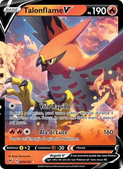 Carta Talonflame V dell'espansione Voltaggio Sfolgorante, numero 29/185
