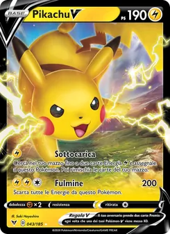 Carta Pikachu V dell'espansione Voltaggio Sfolgorante, numero 43/185