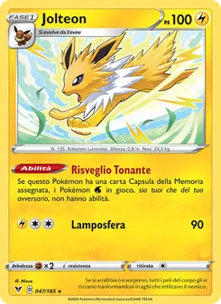 Carta Jolteon dell'espansione Voltaggio Sfolgorante, numero 47/185