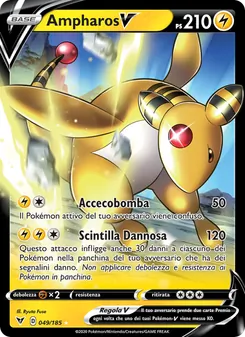 Carta Ampharos V dell'espansione Voltaggio Sfolgorante, numero 49/185
