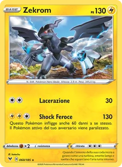 Carta Zekrom dell'espansione Voltaggio Sfolgorante, numero 60/185