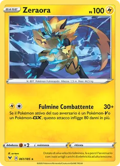 Carta Zeraora dell'espansione Voltaggio Sfolgorante, numero 61/185