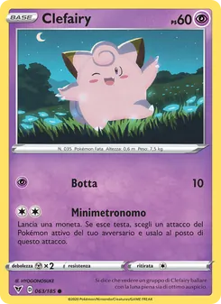 Carta Clefairy dell'espansione Voltaggio Sfolgorante, numero 63/185