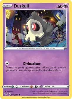 Carta Duskull dell'espansione Voltaggio Sfolgorante, numero 69/185