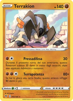 Carta Terrakion dell'espansione Voltaggio Sfolgorante, numero 92/185