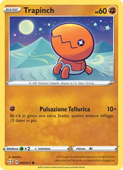 Carta Trapinch dell'espansione Destino Splendente, numero 40/72