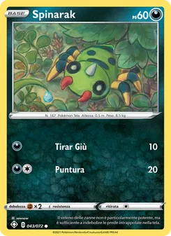 Carta Spinarak dell'espansione Destino Splendente, numero 43/72