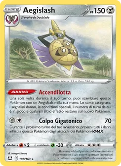Carta Aegislash dell'espansione Stili di Lotta, numero 108/163