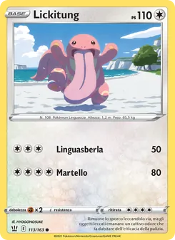 Carta Lickitung dell'espansione Stili di Lotta, numero 113/163