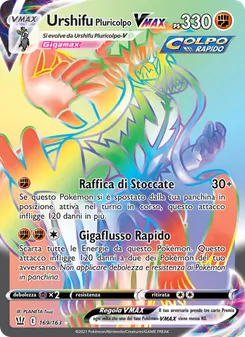 Carta Urshifu Pluricolpo VMAX dell'espansione Stili di Lotta, numero 169/163