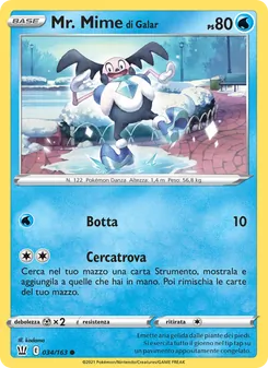 Carta Mr. Mime di Galar dell'espansione Stili di Lotta, numero 34/163