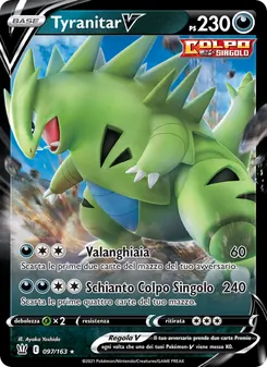 Carta Tyranitar V dell'espansione Stili di Lotta, numero 97/163