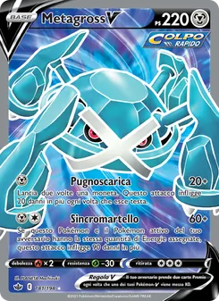 Carta Metagross V dell'espansione Regno Glaciale, numero 181/198