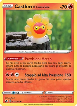 Carta Castform Forma Sole dell'espansione Regno Glaciale, numero 22/198