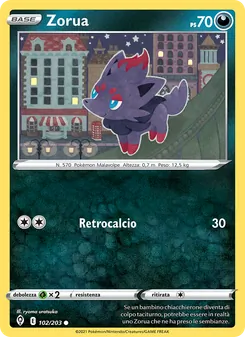 Carta Zorua dell'espansione Evoluzioni Eteree, numero 102/203