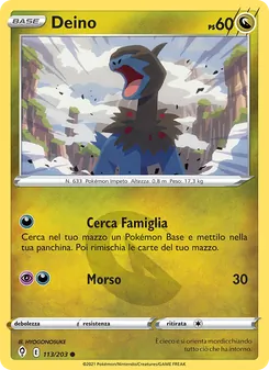 Carta Deino dell'espansione Evoluzioni Eteree, numero 113/203