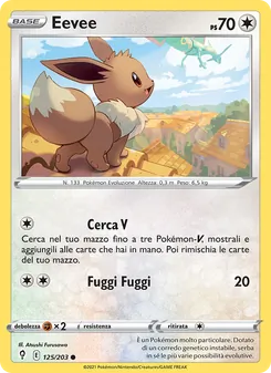 Carta Eevee dell'espansione Evoluzioni Eteree, numero 125/203