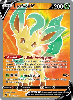 Carta Leafeon V dell'espansione Evoluzioni Eteree, numero 166/203