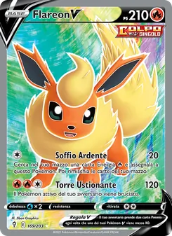 Carta Flareon V dell'espansione Evoluzioni Eteree, numero 169/203