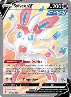 Carta Sylveon V dell'espansione Evoluzioni Eteree, numero 183/203