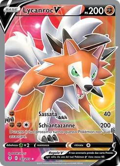 Carta Lycanroc V dell'espansione Evoluzioni Eteree, numero 187/203