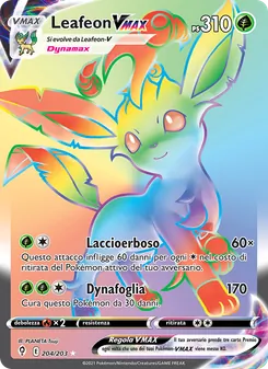 Carta Leafeon VMAX dell'espansione Evoluzioni Eteree, numero 204/203