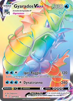 Carta Gyarados VMAX dell'espansione Evoluzioni Eteree, numero 207/203