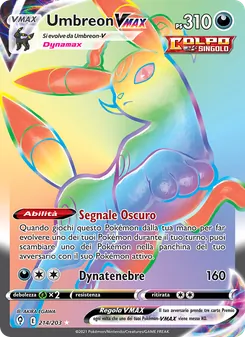 Carta Umbreon VMAX dell'espansione Evoluzioni Eteree, numero 214/203