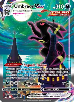 Carta Umbreon VMAX dell'espansione Evoluzioni Eteree, numero 215/203