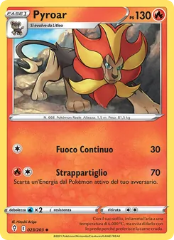 Carta Pyroar dell'espansione Evoluzioni Eteree, numero 23/203