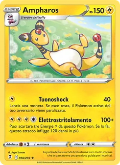 Carta Ampharos dell'espansione Evoluzioni Eteree, numero 56/203