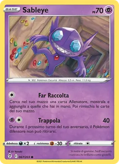 Carta Sableye dell'espansione Evoluzioni Eteree, numero 67/203
