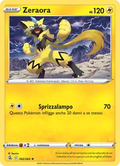 Carta Zeraora dell'espansione Colpo Fusione, numero 102/264