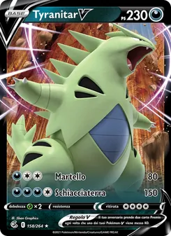 Carta Tyranitar V dell'espansione Colpo Fusione, numero 158/264