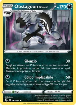 Carta Obstagoon di Galar dell'espansione Colpo Fusione, numero 161/264