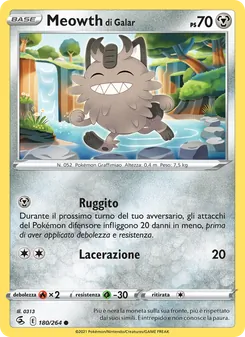 Carta Meowth di Galar dell'espansione Colpo Fusione, numero 180/264
