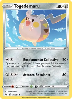 Carta Togedemaru dell'espansione Colpo Fusione, numero 187/264