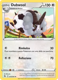 Carta Dubwool dell'espansione Colpo Fusione, numero 223/264
