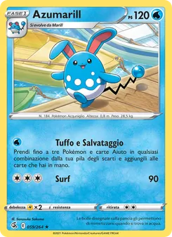 Carta Azumarill dell'espansione Colpo Fusione, numero 59/264