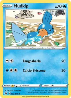 Carta Mudkip dell'espansione Colpo Fusione, numero 62/264