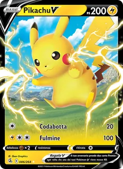 Carta Pikachu V dell'espansione Colpo Fusione, numero 86/264