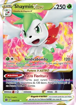 Carta Shaymin V ASTRO dell'espansione Astri Lucenti, numero 014/172