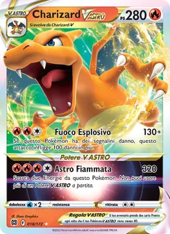 Carta Charizard V ASTRO dell'espansione Astri Lucenti, numero 018/172