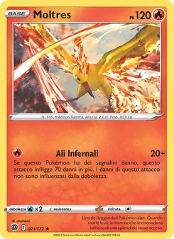 Carta Moltres dell'espansione Astri Lucenti, numero 021/172