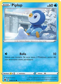 Carta Piplup dell'espansione Astri Lucenti, numero 035/172