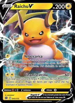 Carta Raichu V dell'espansione Astri Lucenti, numero 045/172
